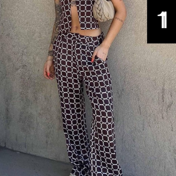 Brown 70s Geometric Pattern Matching Set - Picture 3 of 4